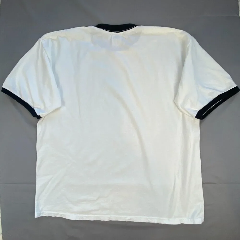 Delta Pro Weight Mens Ringer T Shirt White Black Trim Crew Neck Tee Size XL